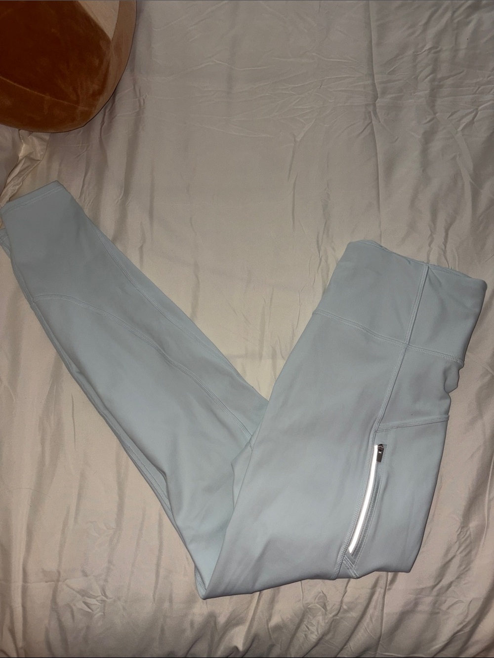 Athleta Light Blue High-Waist Leggings with Side Zip Pocket